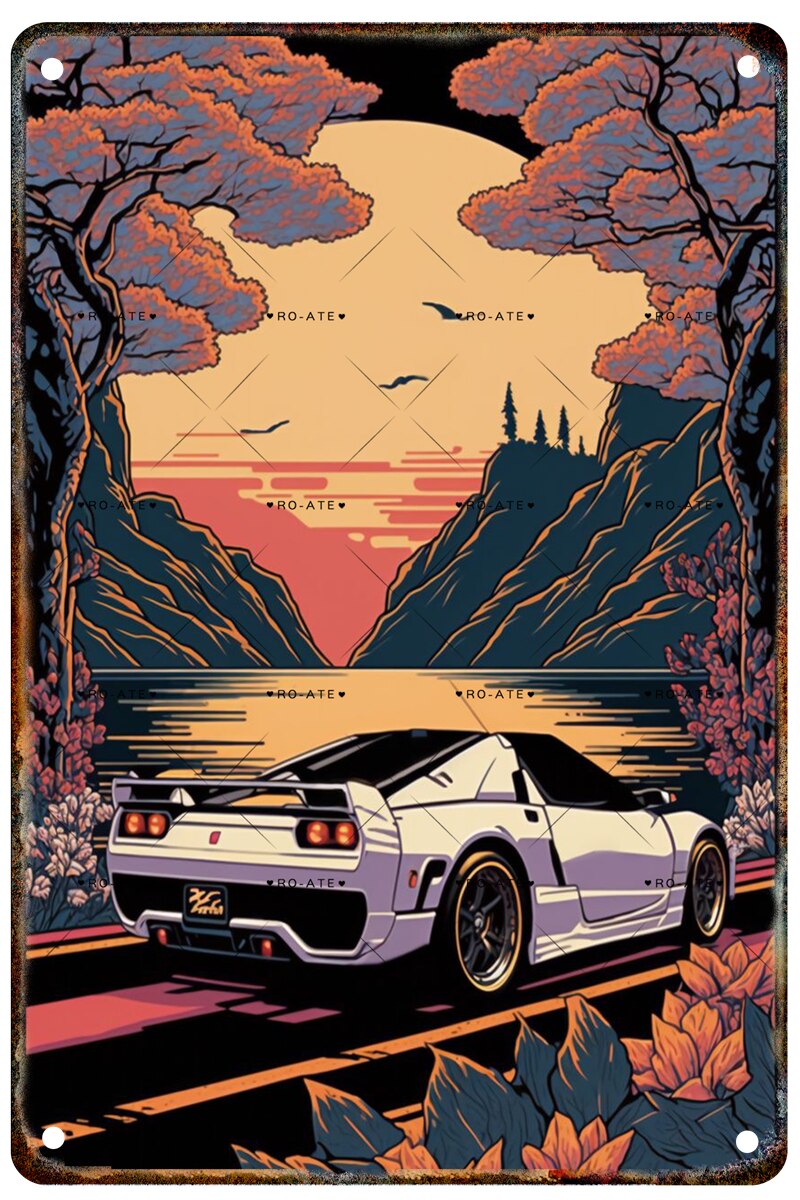 A4 Metal Car Wall Art Poster - Various Designs