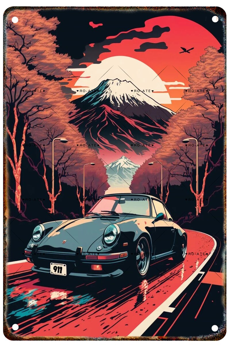 A4 Metal Car Wall Art Poster - Various Designs