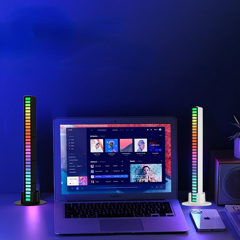 RGB LED Strip Light Music Bar for Desktop - Black or White