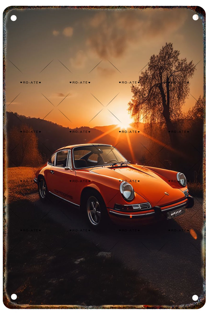 A4 Metal Car Wall Art Poster - Various Designs