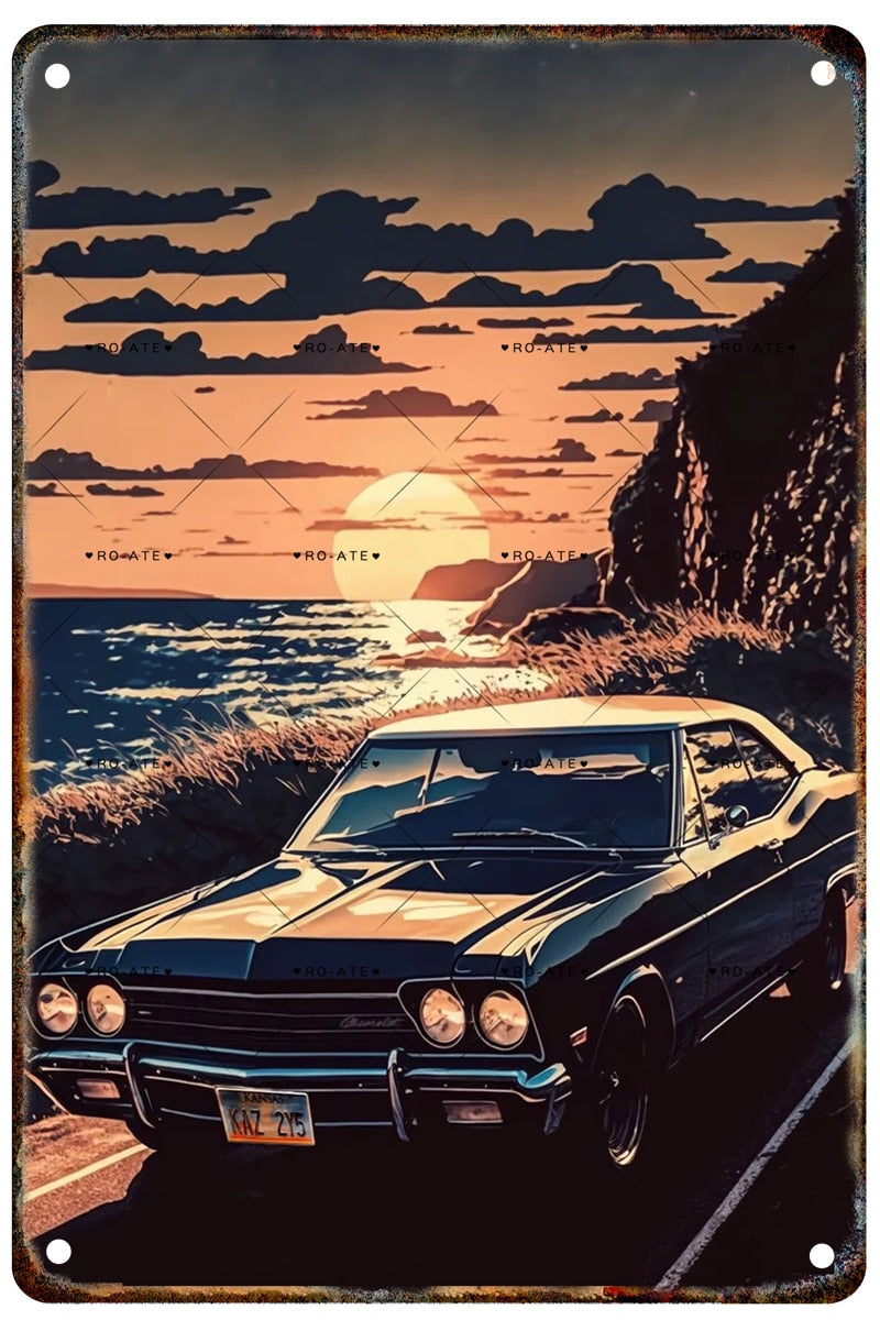 A4 Metal Car Wall Art Poster - Various Designs