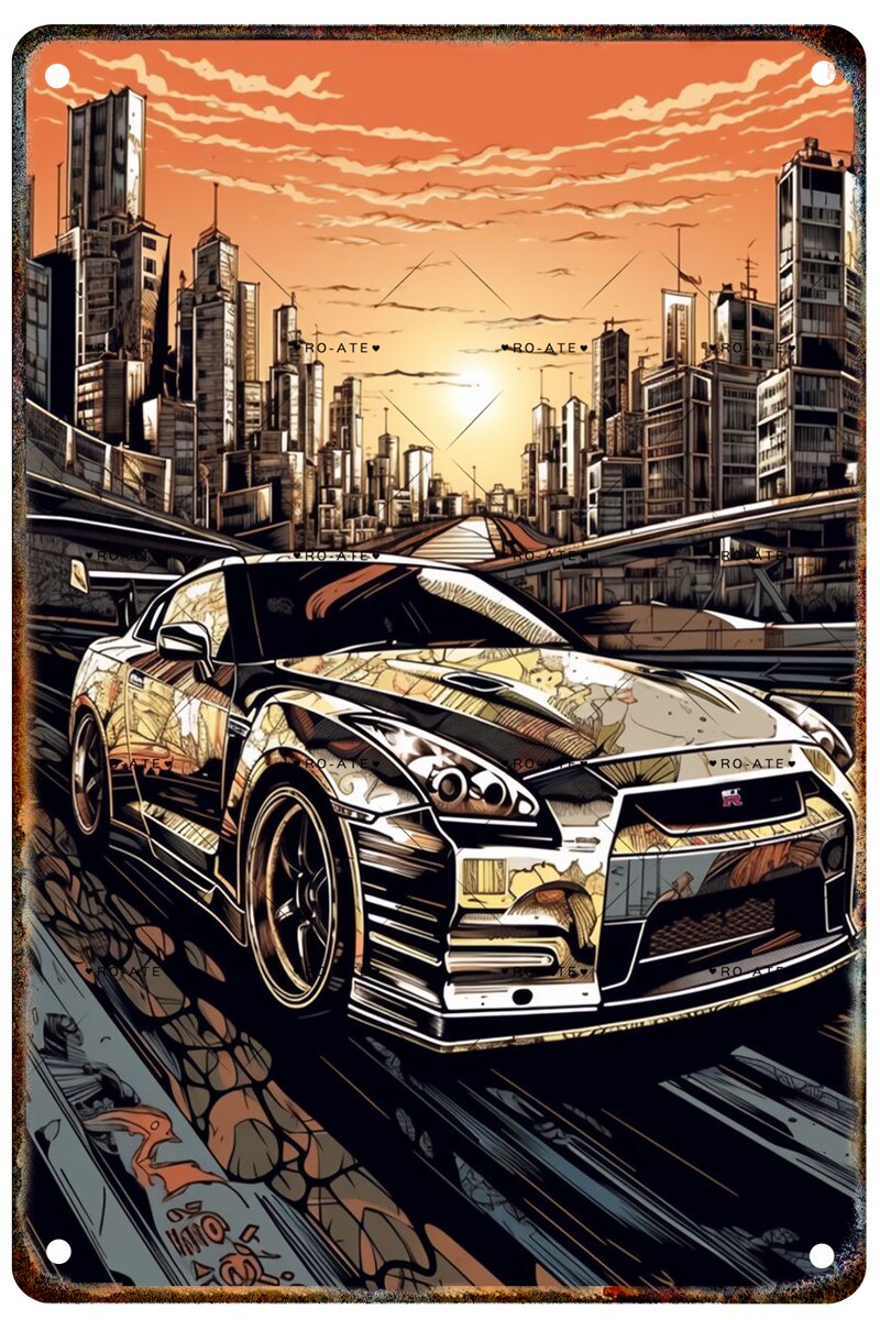 A4 Metal Car Wall Art Poster - Various Designs