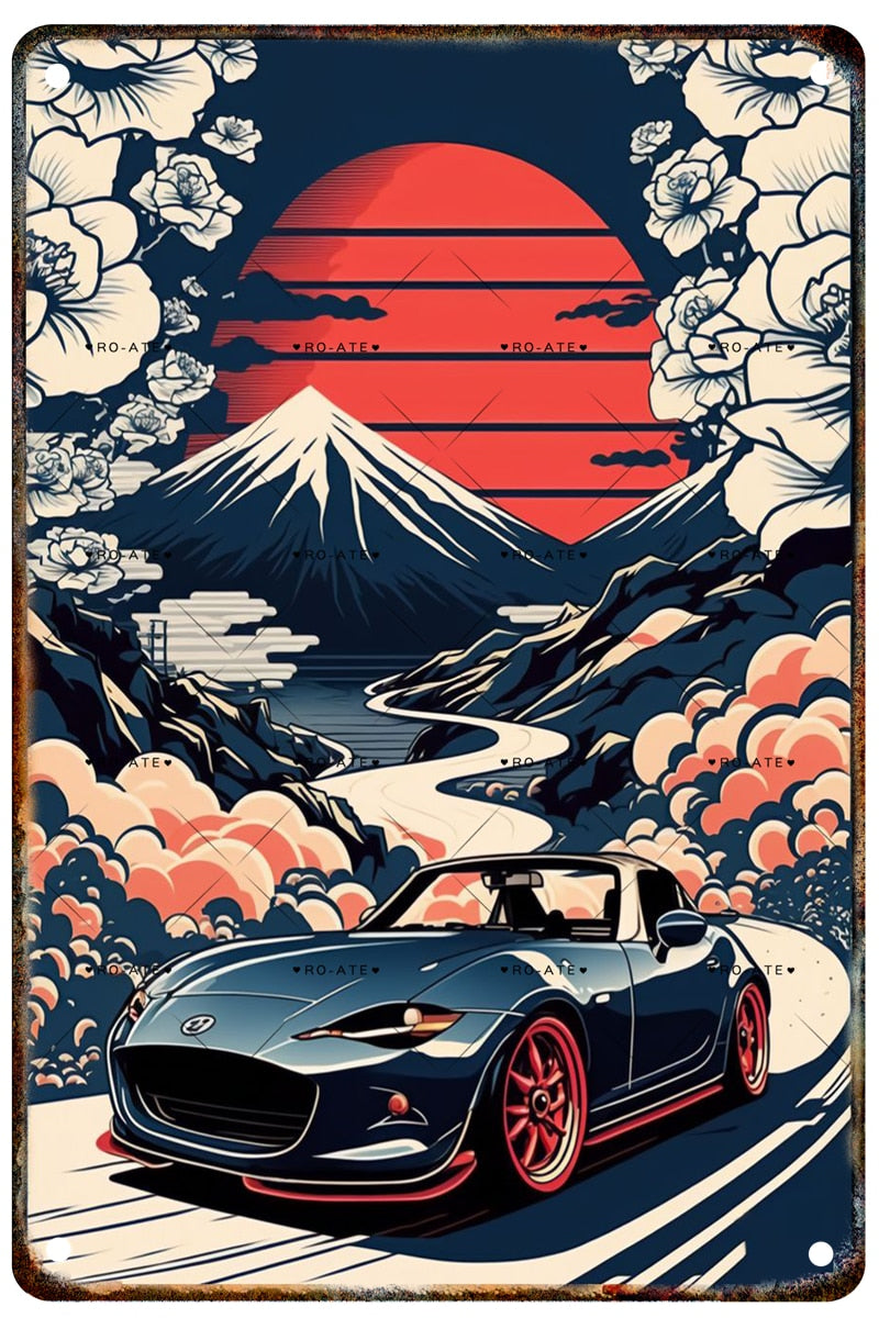 A4 Metal Car Wall Art Poster - Various Designs