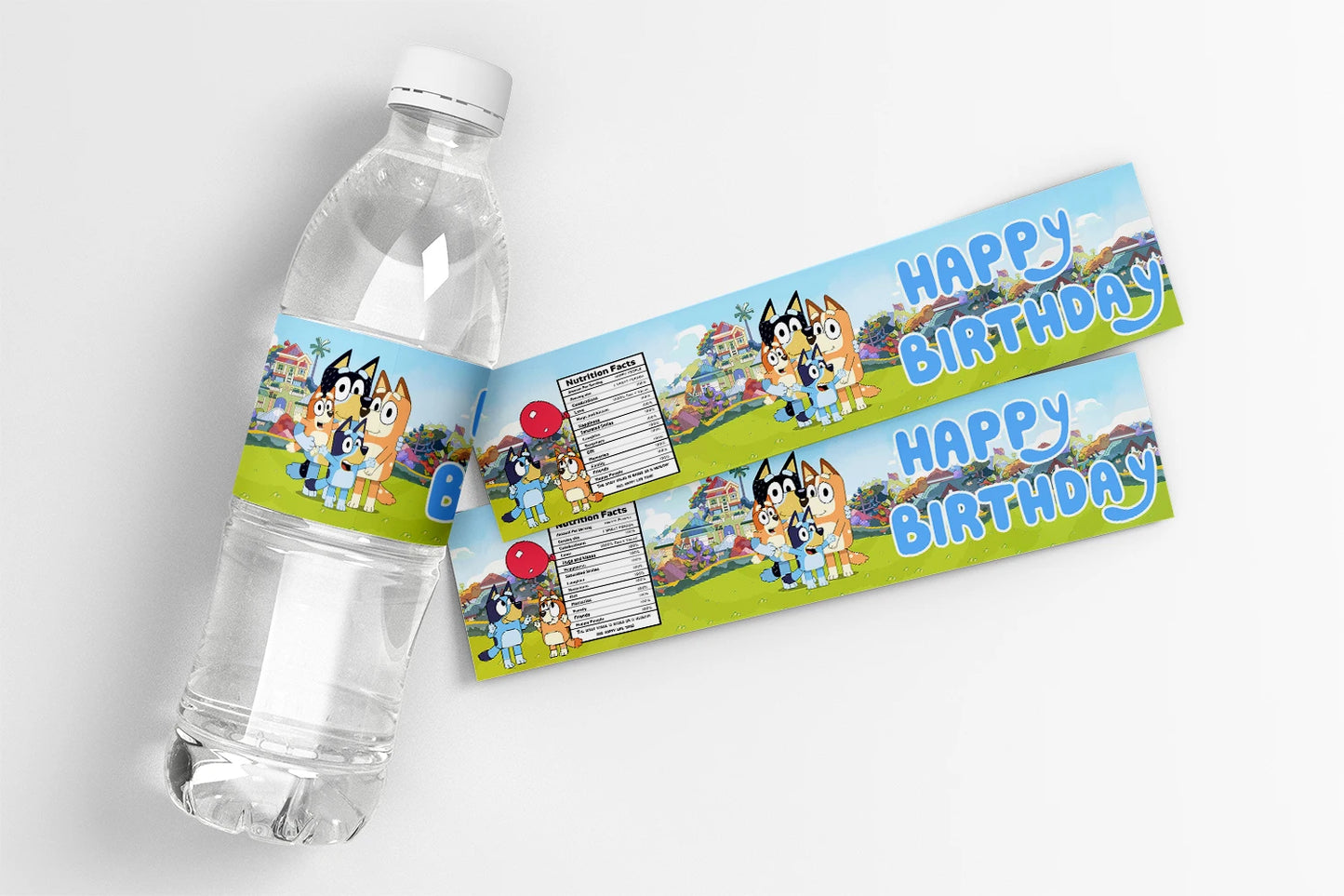 Bluey Party Bottle Decoration Birthday Stickers