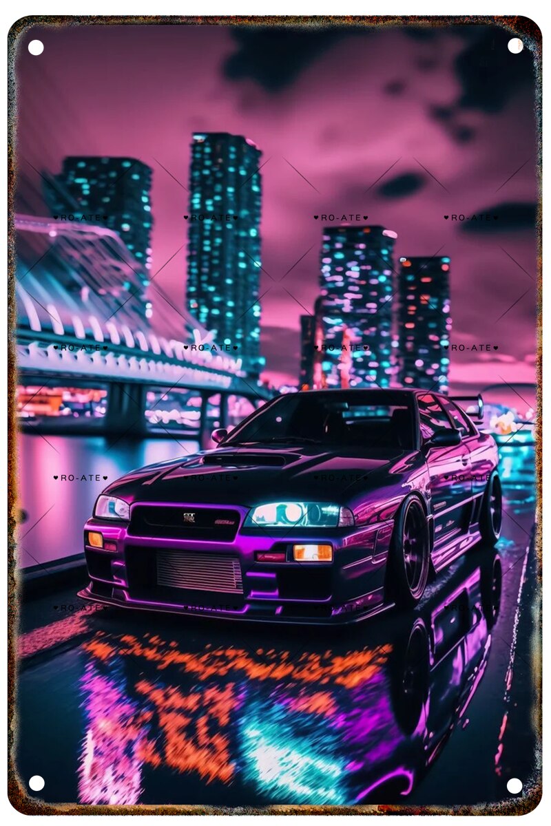 A4 Metal Car Wall Art Poster - Various Designs