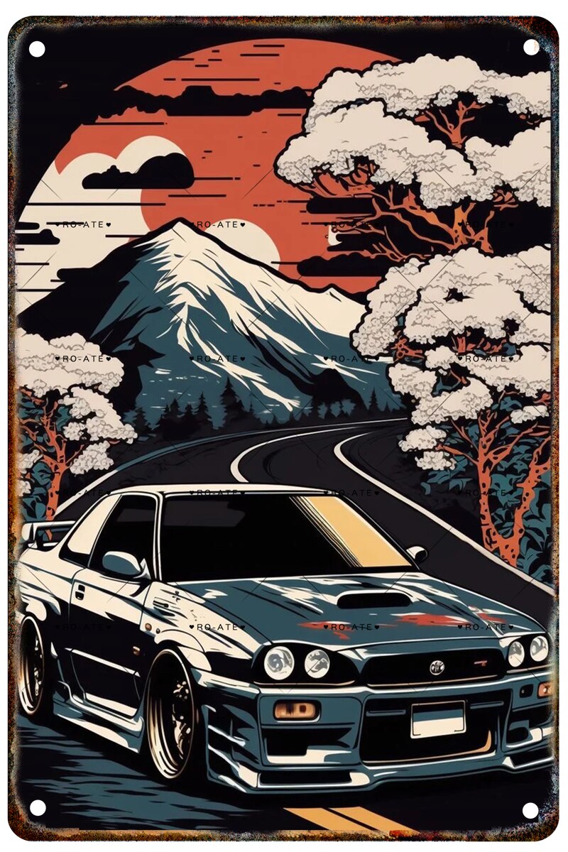 A4 Metal Car Wall Art Poster - Various Designs