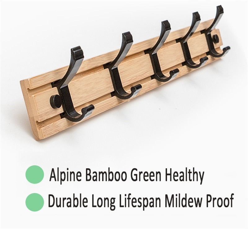 Sliding Adjustable Wooden Coat Rack - 3/4/5 Hook