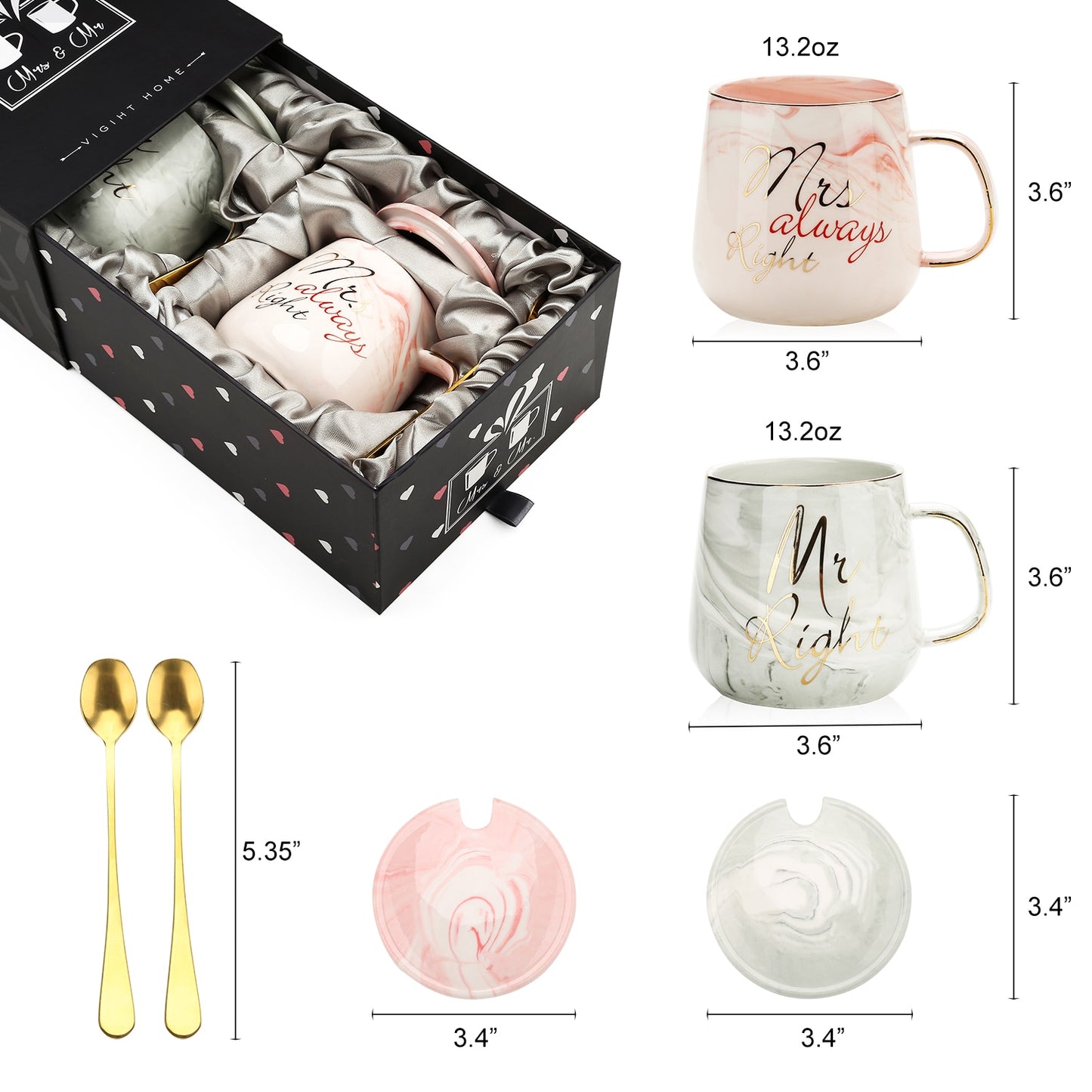 Mr & Mrs Coffee Mug Gift Set - Various Designs