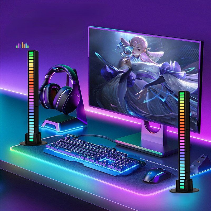 RGB LED Strip Light Music Bar for Desktop - Black or White