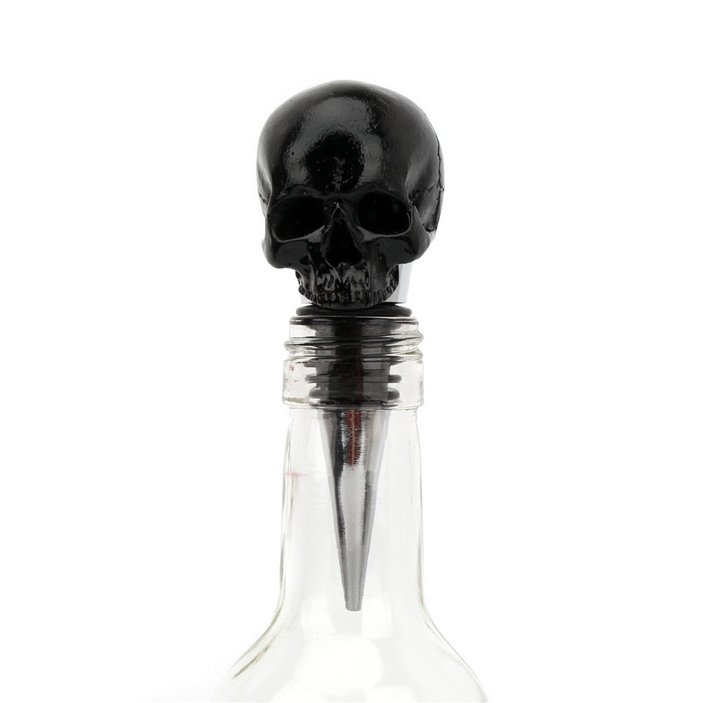 Black Skull Wine Bottle Stopper