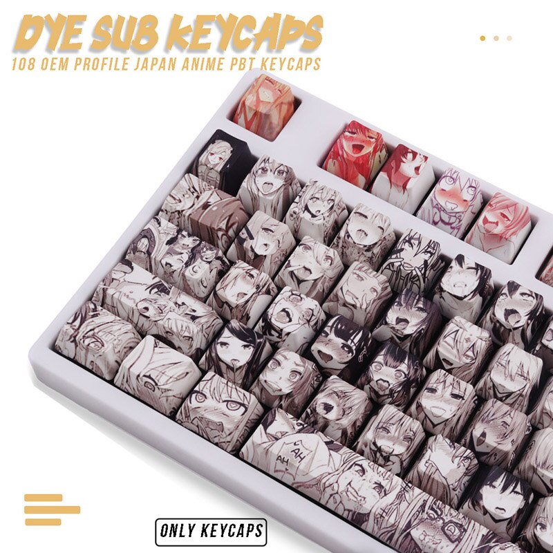 Ahegao Anime 108 Keyboard Keycaps For Mechanical Keyboard