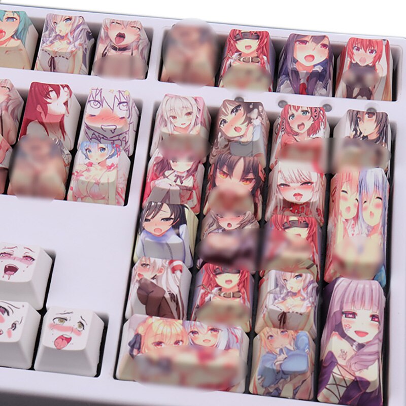 Ahegao Anime 108 Keyboard Keycaps For Mechanical Keyboard