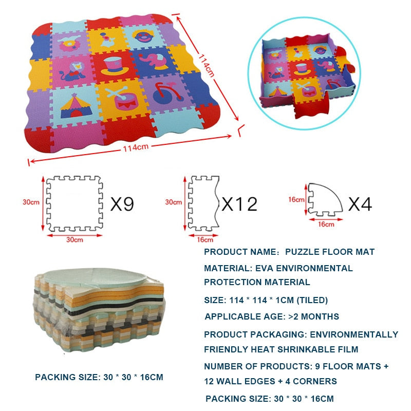 Children's Kid's Soft Foam Indoor Playmat Floor - 25pc Pack - Various Styles