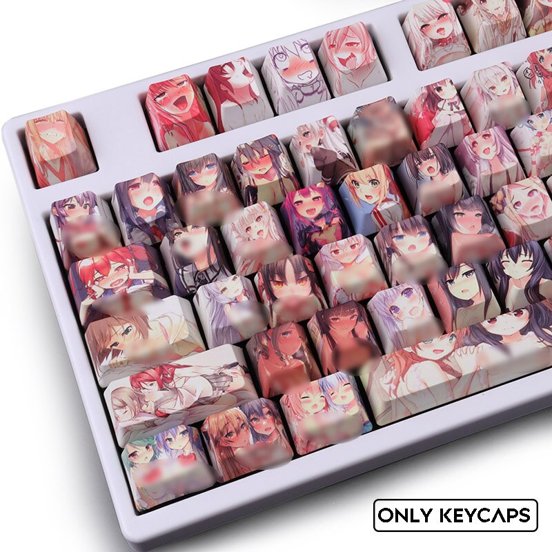 Ahegao Anime 108 Keyboard Keycaps For Mechanical Keyboard