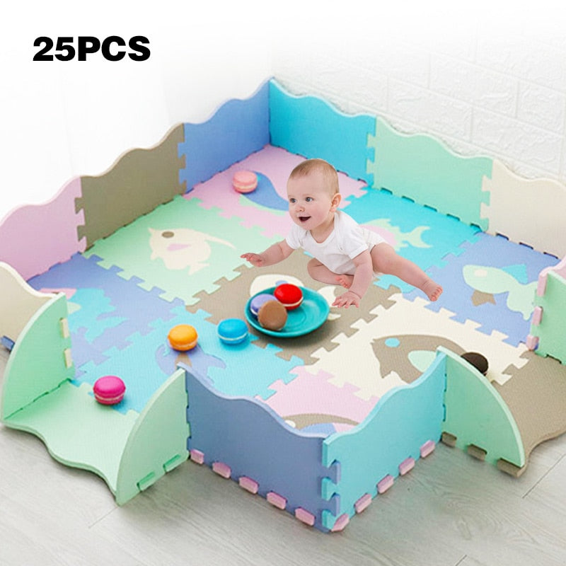 Children's Kid's Soft Foam Indoor Playmat Floor - 25pc Pack - Various Styles