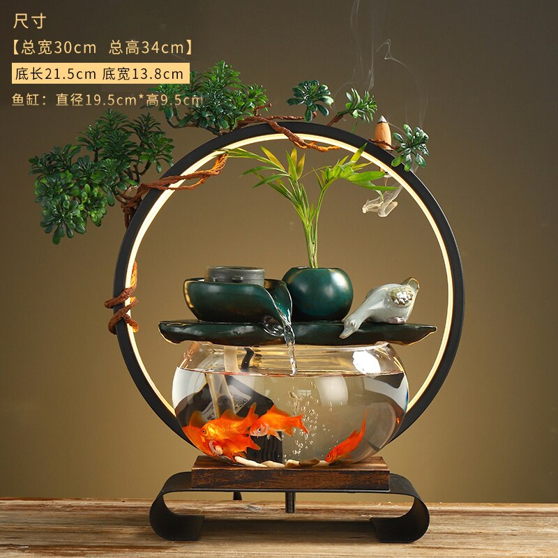 Desktop LED Lamp Betta Goldfish Bowl Tank with Faux Plant - Various Styles