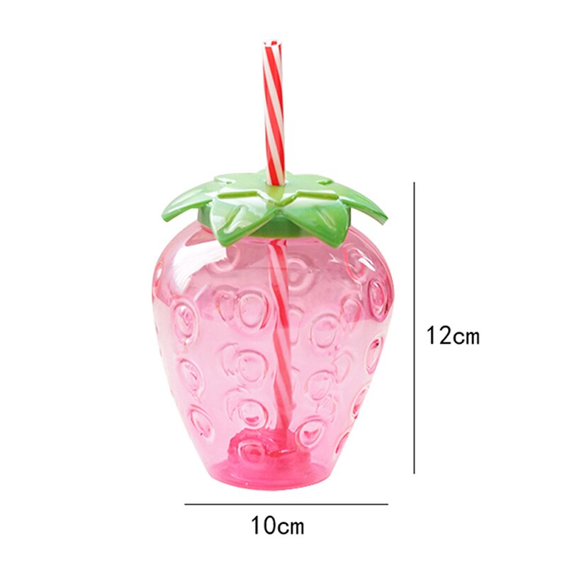 Summer Drinks Strawberry Cup Glass with Top & Straw