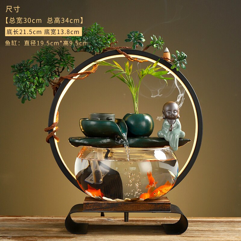 Desktop LED Lamp Betta Goldfish Bowl Tank with Faux Plant - Various Styles