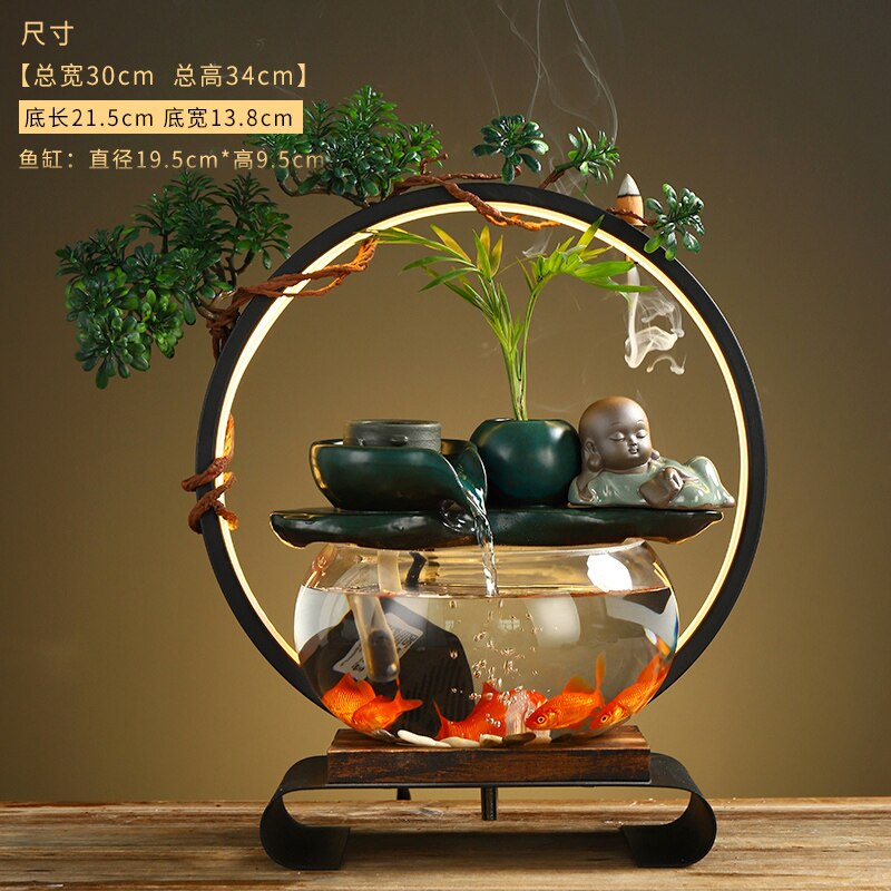 Desktop LED Lamp Betta Goldfish Bowl Tank with Faux Plant - Various Styles