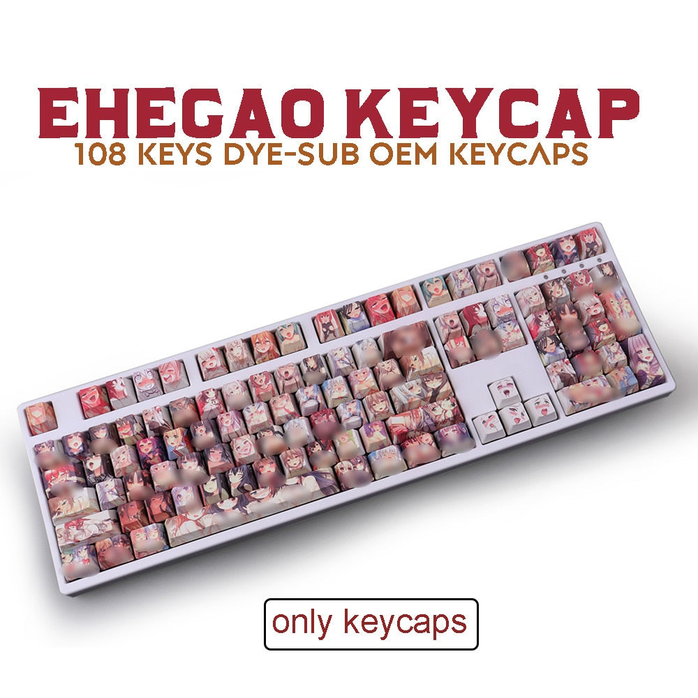 Ahegao Anime 108 Keyboard Keycaps For Mechanical Keyboard