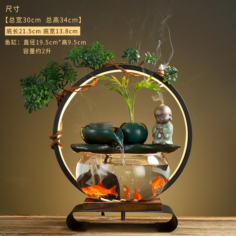 Desktop LED Lamp Betta Goldfish Bowl Tank with Faux Plant - Various Styles