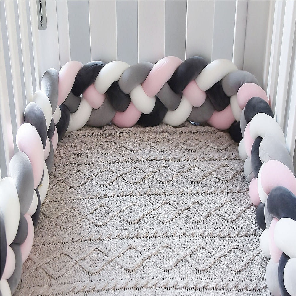 Baby Toddler Crib bed Knotted Safety Bumper - 2m or 3m Lengths - Various Colours