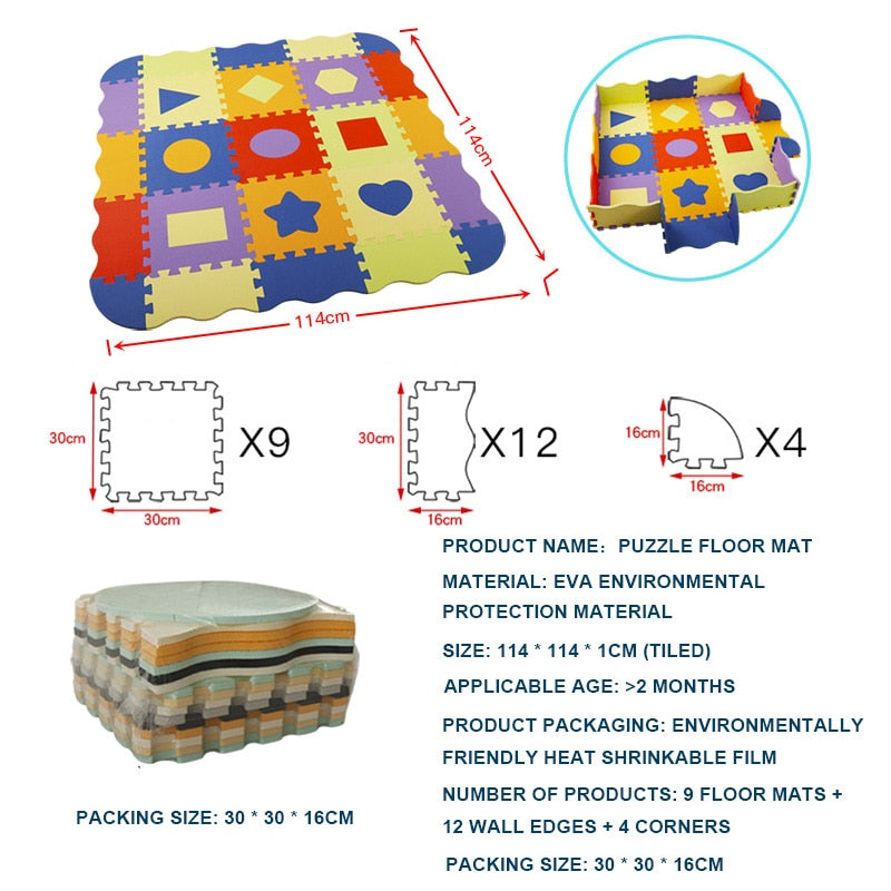 Children's Kid's Soft Foam Indoor Playmat Floor - 25pc Pack - Various Styles