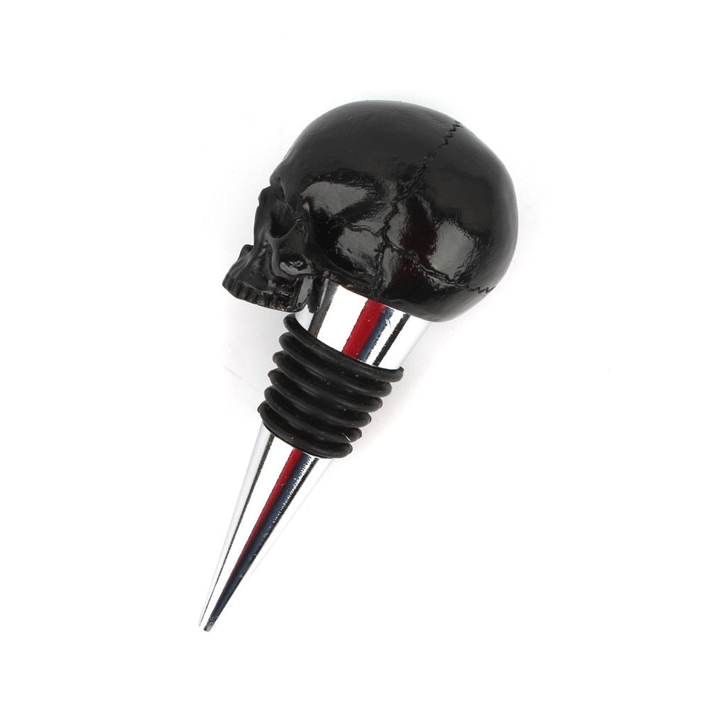 Black Skull Wine Bottle Stopper