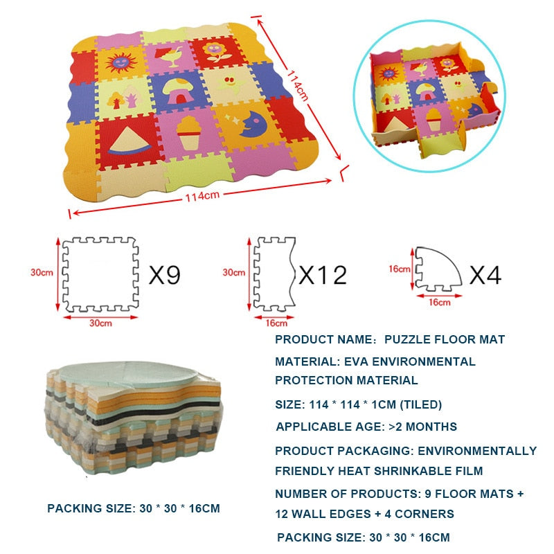 Children's Kid's Soft Foam Indoor Playmat Floor - 25pc Pack - Various Styles