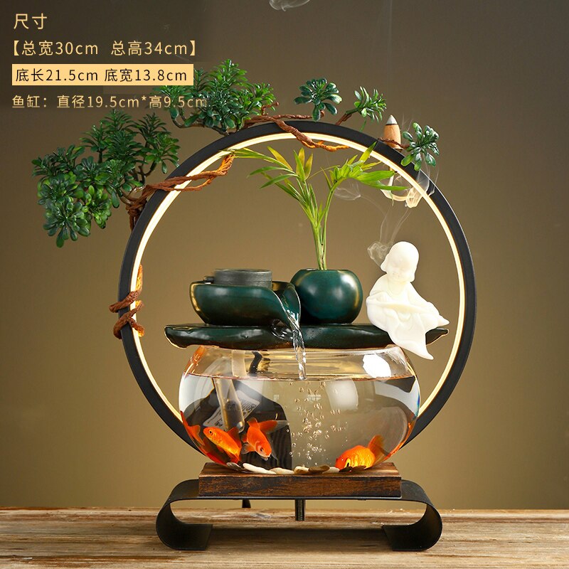 Desktop LED Lamp Betta Goldfish Bowl Tank with Faux Plant - Various Styles