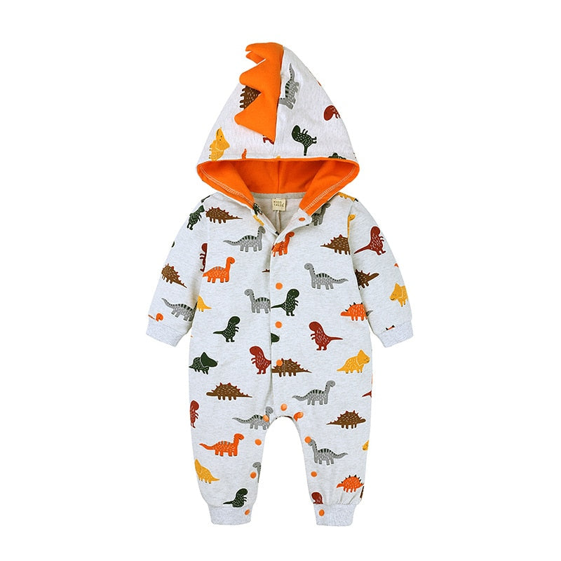 Baby Toddler Long Sleeve Dinosaur Romper with Hood 0-2yrs - Various Styles