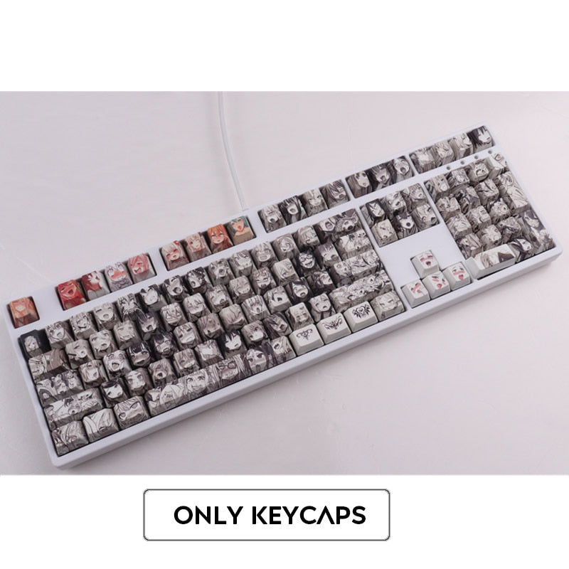 Ahegao Anime 108 Keyboard Keycaps For Mechanical Keyboard