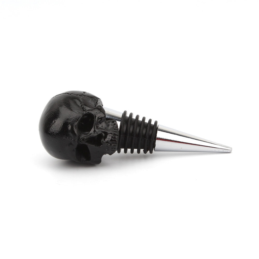 Black Skull Wine Bottle Stopper