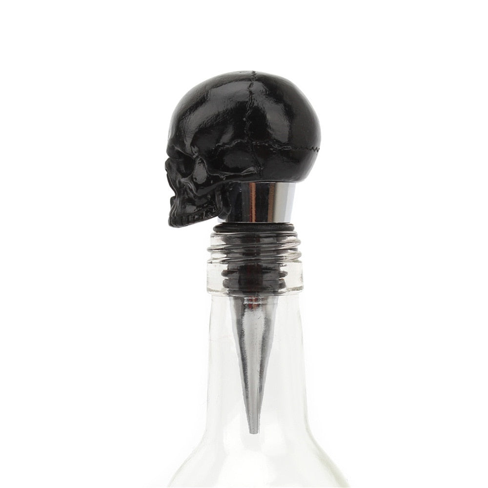 Black Skull Wine Bottle Stopper