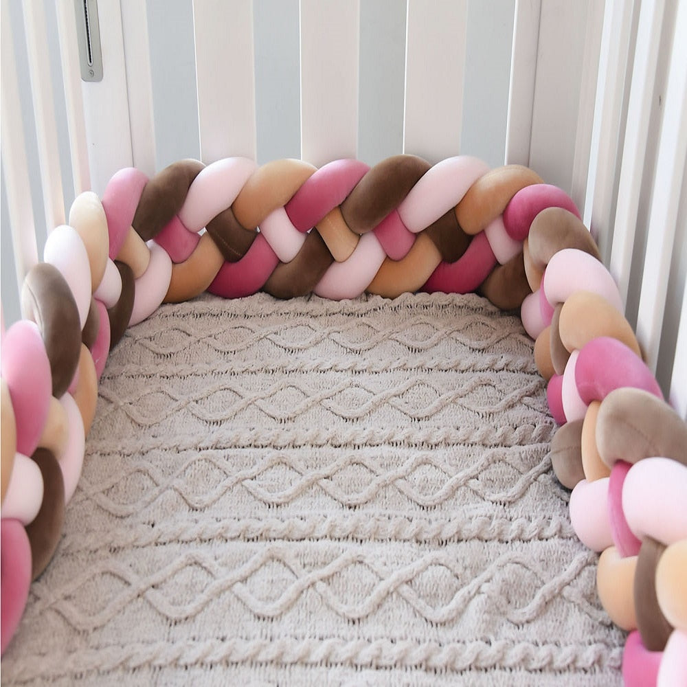 Baby Toddler Crib bed Knotted Safety Bumper - 2m or 3m Lengths - Various Colours