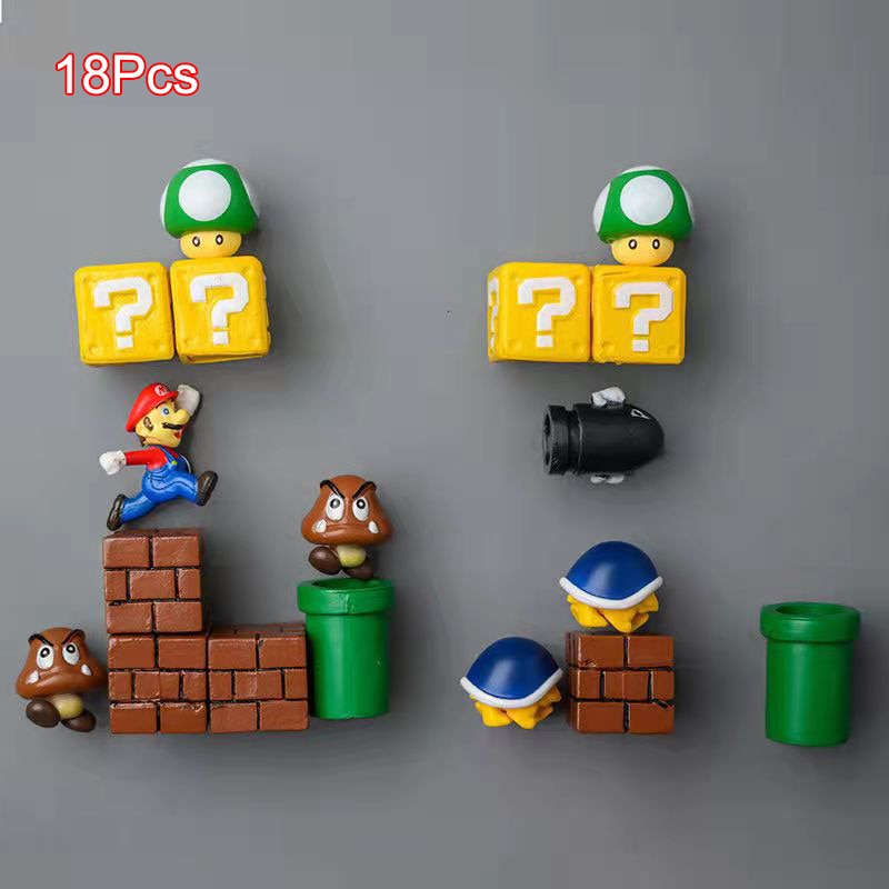 Nintendo Super Mario Magnetic Fridge Magnet Scene Set