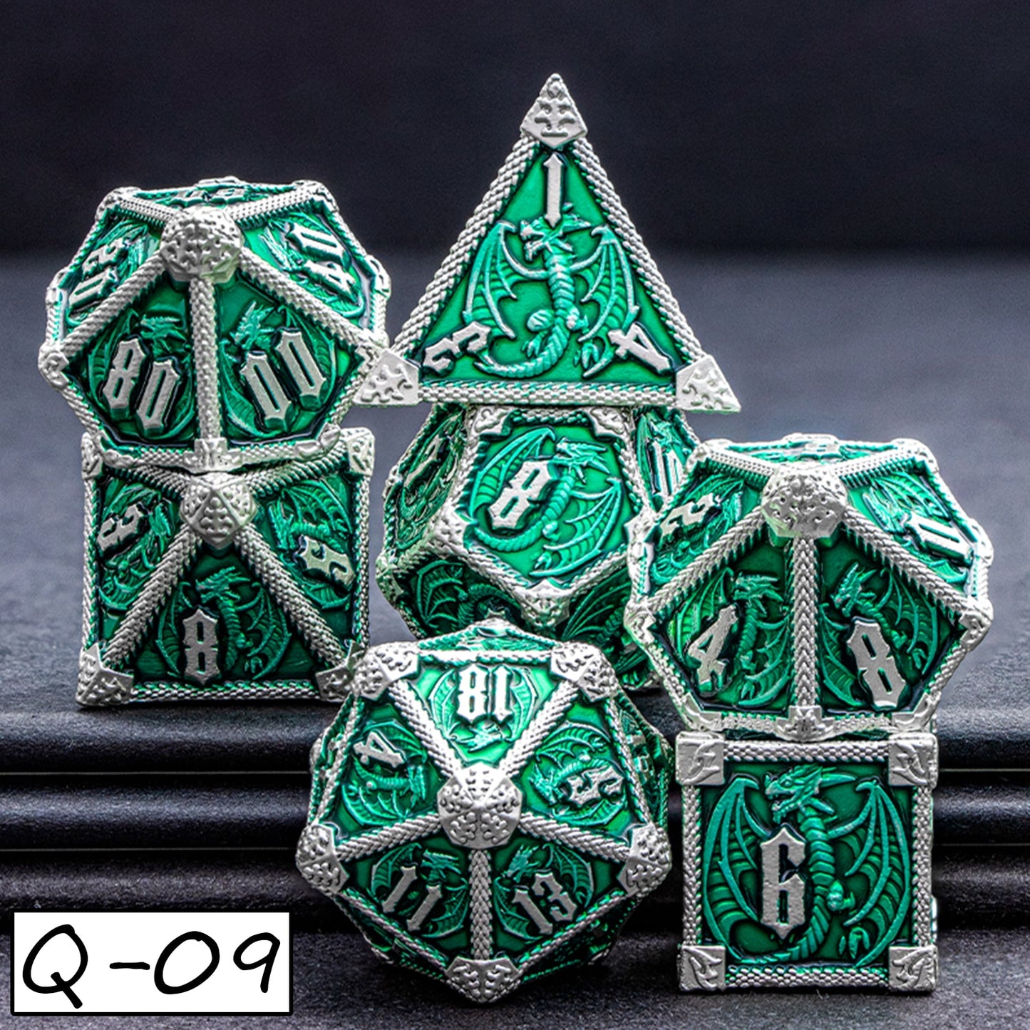 DND Dungeons & Dragons Polyhedral Metal Dragon Board Game Dice - Various Colours