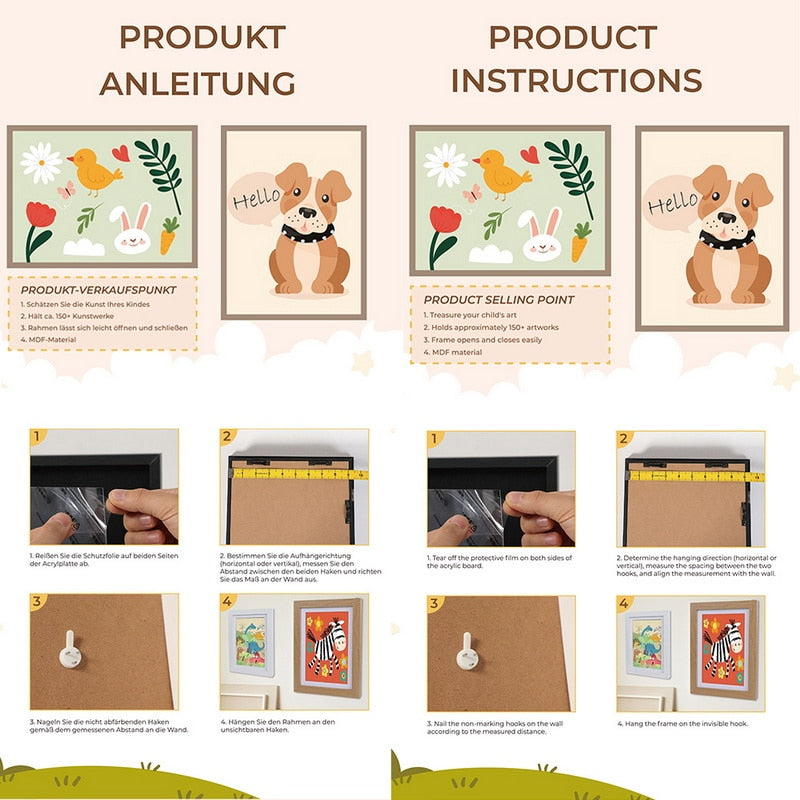 Interchangeable Picture Frame for Children's Drawings - Various Colours & Sizes