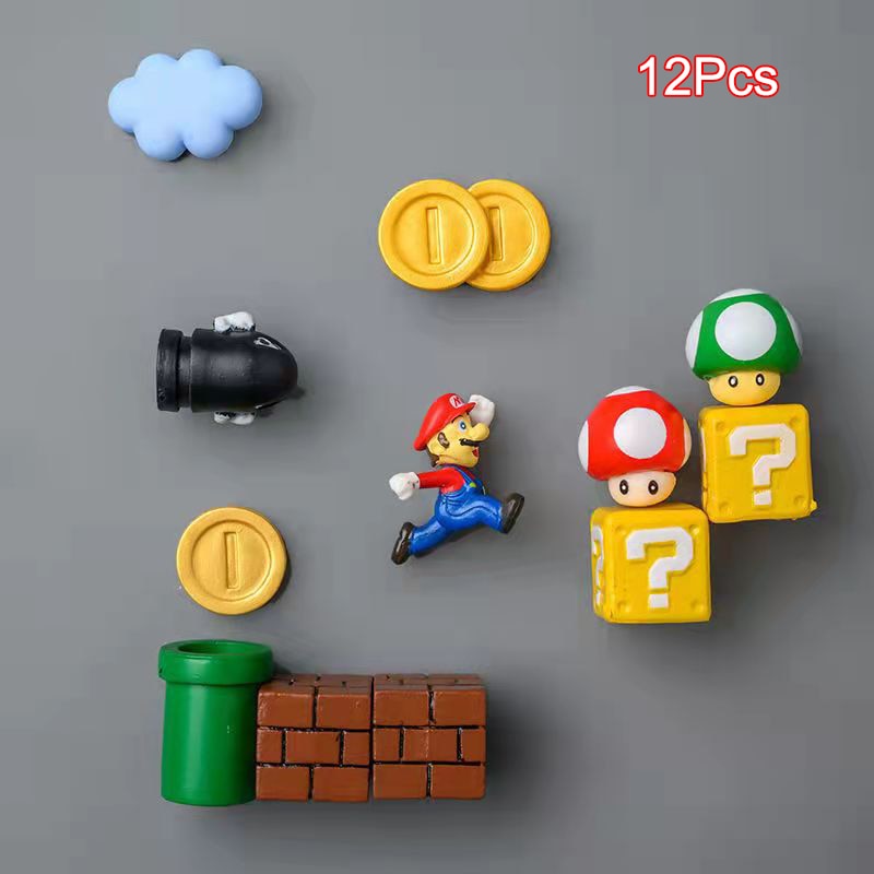 Nintendo Super Mario Magnetic Fridge Magnet Scene Set