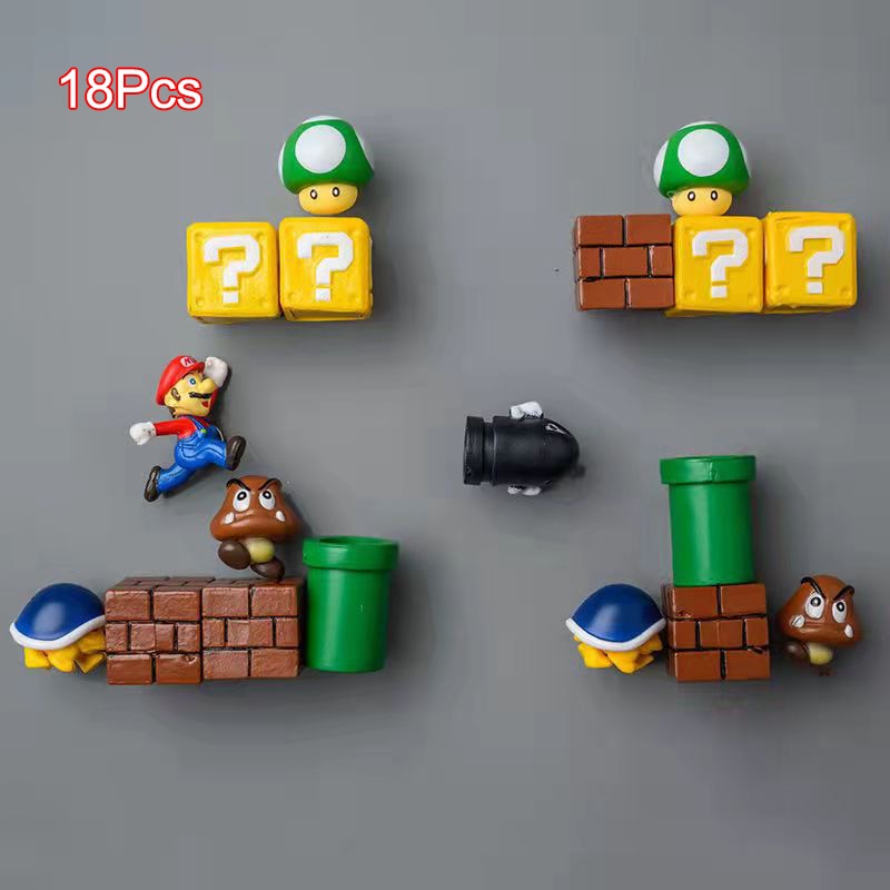 Nintendo Super Mario Magnetic Fridge Magnet Scene Set