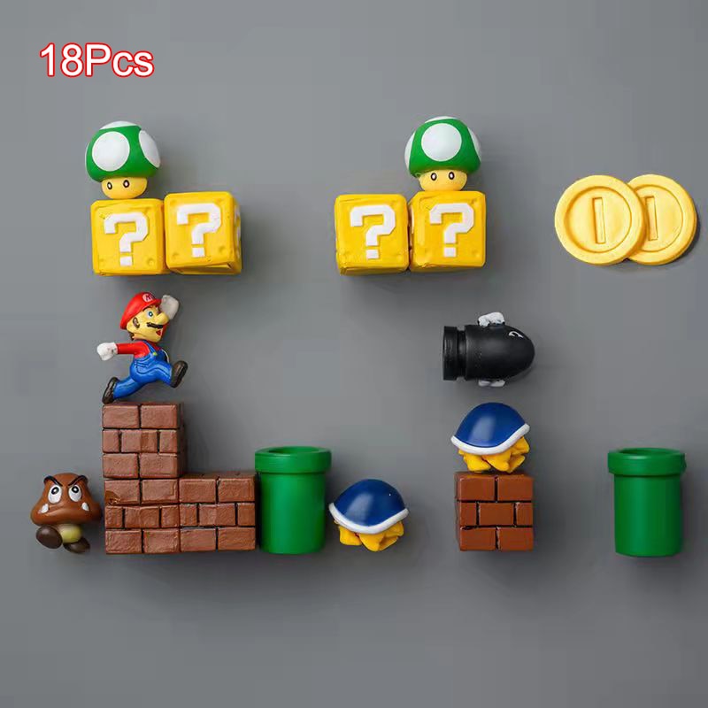 Nintendo Super Mario Magnetic Fridge Magnet Scene Set