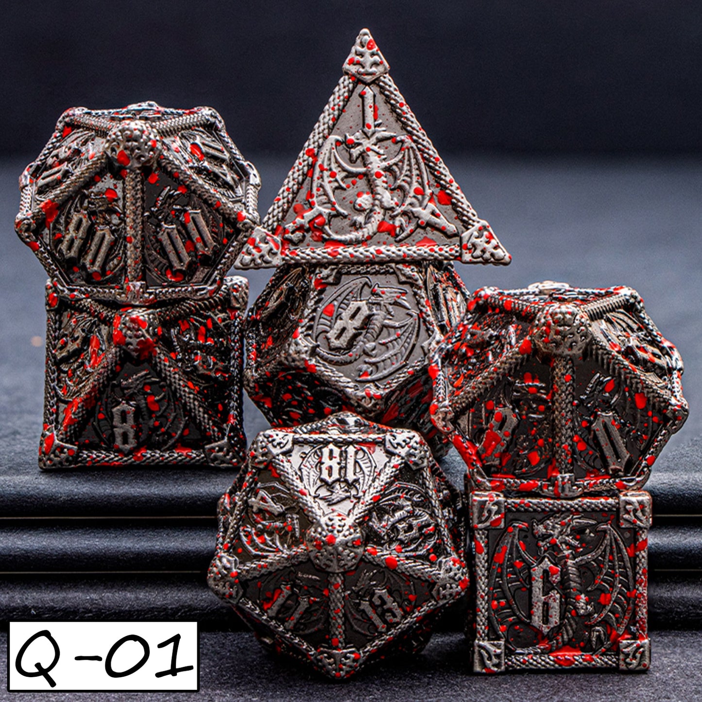 DND Dungeons & Dragons Polyhedral Metal Dragon Board Game Dice - Various Colours