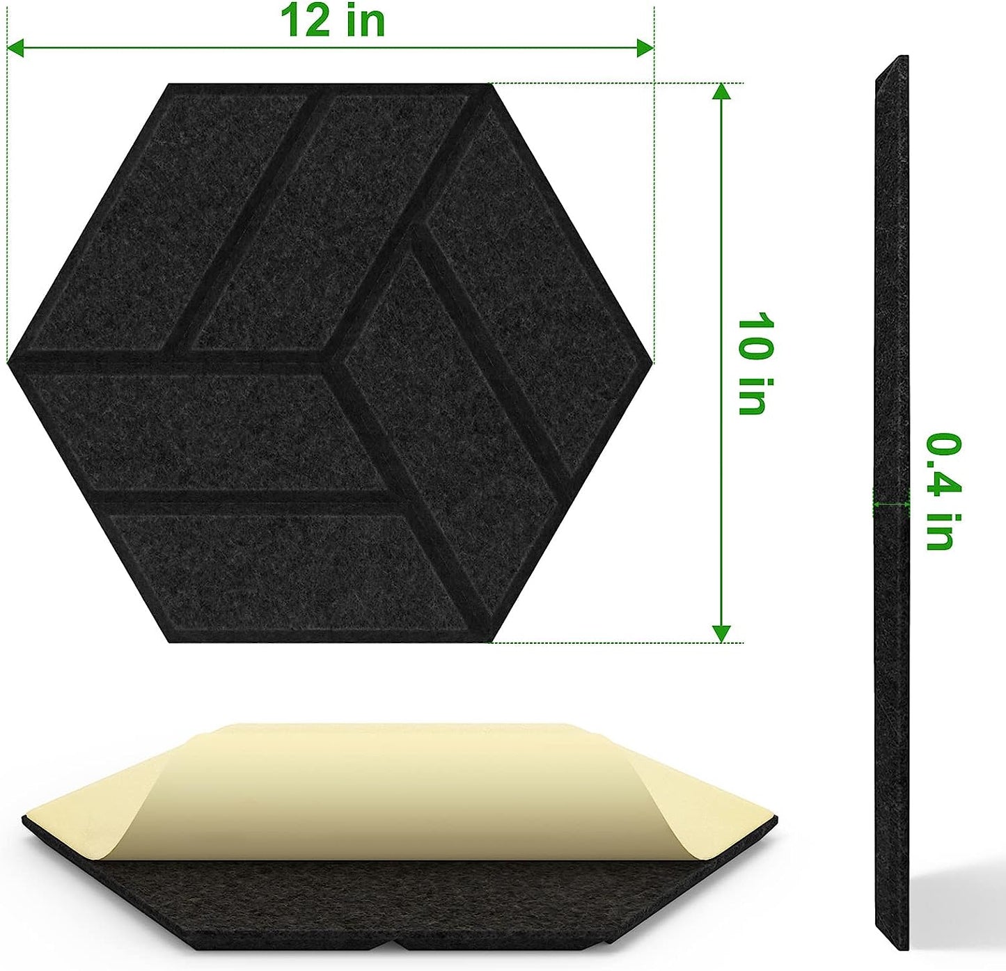 Self Adhesive Sound Proof Foam Acoustic Hexagon Panels (12pcs/Pack) - 4 Colour Options