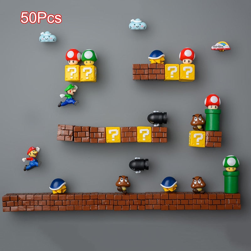 Nintendo Super Mario Magnetic Fridge Magnet Scene Set