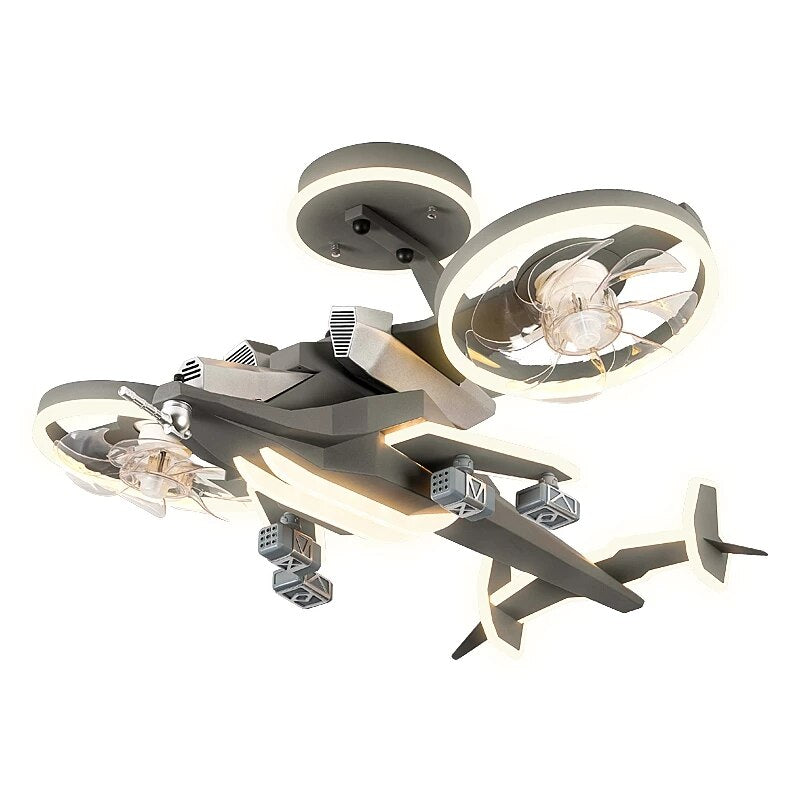 XL Children's Kids Bedroom Osprey Airplane Ceiling Light with LED & Fan