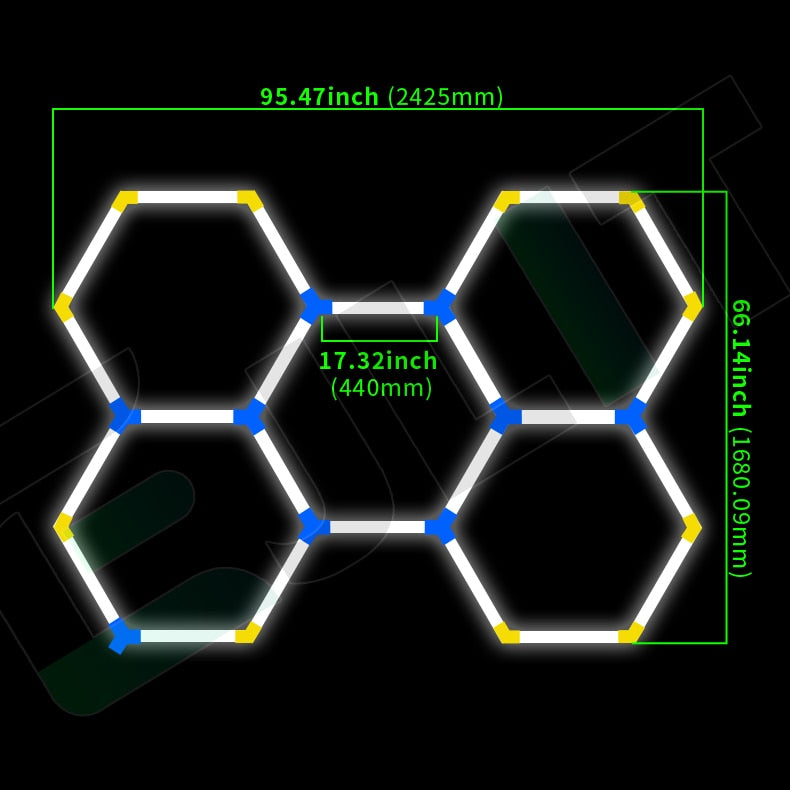 Garage Workshop Hexagon LED Honeycomb Ceiling Lights 110v-240v - Various Pack Sizes