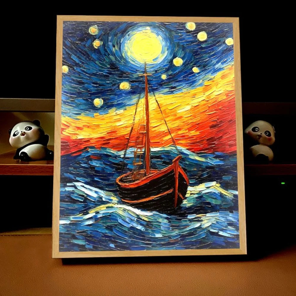 LED Van Gogh Style Artwork Shadow box - Various styles & Sizes