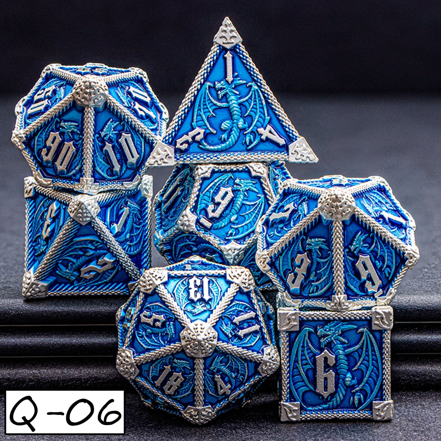 DND Dungeons & Dragons Polyhedral Metal Dragon Board Game Dice - Various Colours