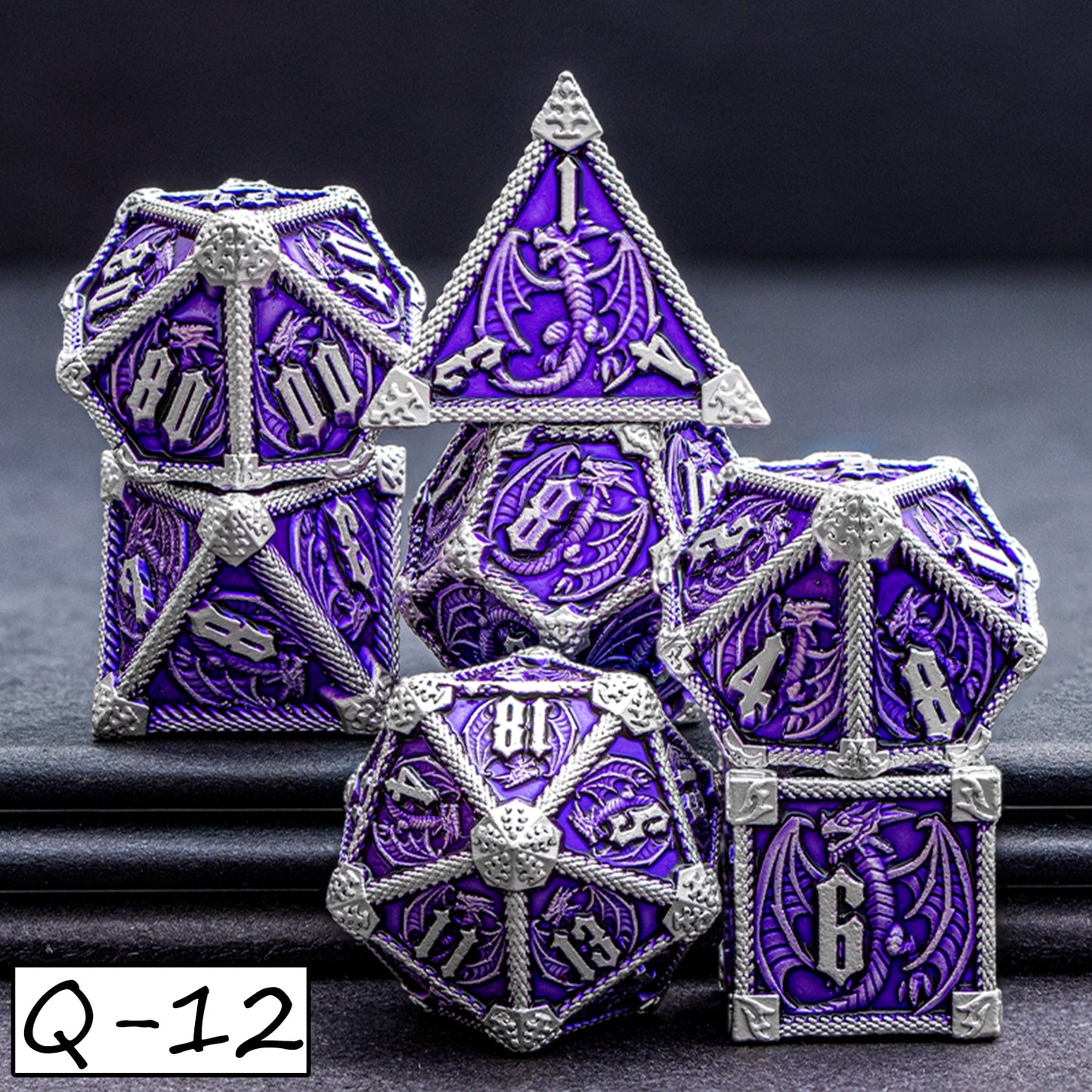 DND Dungeons & Dragons Polyhedral Metal Dragon Board Game Dice - Various Colours