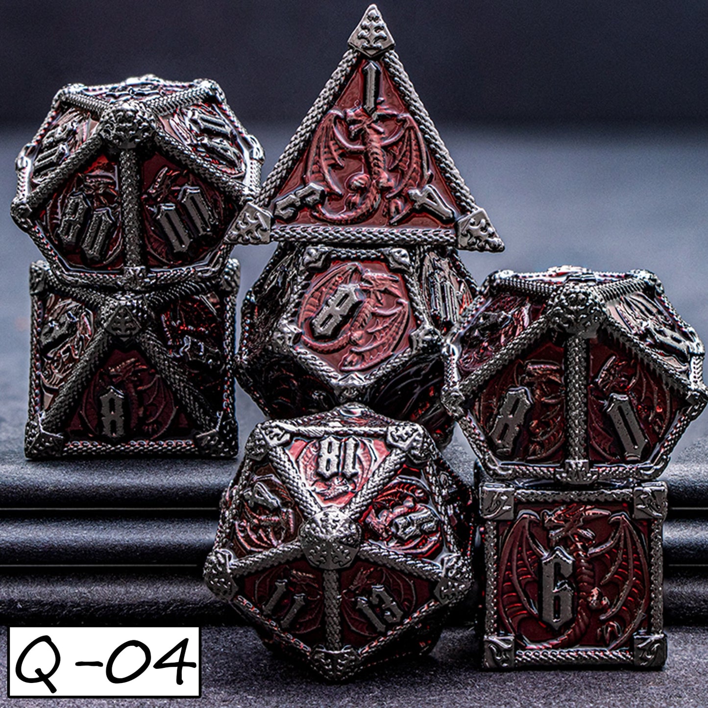 DND Dungeons & Dragons Polyhedral Metal Dragon Board Game Dice - Various Colours